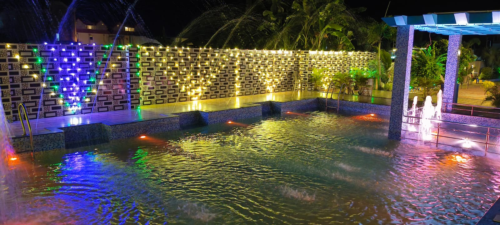 Fairy Lights Wall by Pool